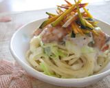 鮭と南瓜の長ねぎ豆乳パスタ作り方9写真