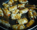 ごぼうとしめじと人参の肉巻き　甘酢からめ作り方9写真