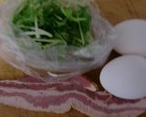 ベーコンと水菜の卵焼き作り方1写真