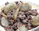 里芋と豚コマ炒め！味付けは塩だけです作り方6写真