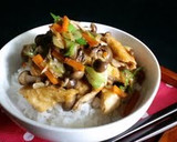 厚揚げと白葱のオイスター炒め丼作り方5写真