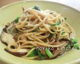 干し椎茸と大根の葉のクリームパスタ作り方8写真
