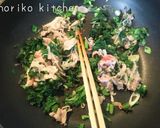 春菊と豚肉の味噌風味どんぶり作り方3写真
