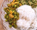かき菜とソヤチャンクスのスパイス炒め作り方8写真
