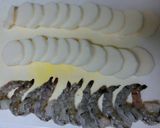 簡単♪えびと長芋（里芋）のバター醤油焼き作り方1写真