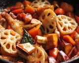 豚バラ肉と秋の根菜～こってり甘辛揚げ作り方14写真