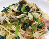 残り食材でにんにく醤油バターの和風パスタ作り方8写真