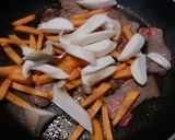 エリンギ＋牛肉＋人参の生姜味噌蒸し焼き作り方3写真