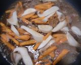 エリンギ＋牛肉＋人参の生姜味噌蒸し焼き作り方4写真