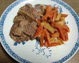 エリンギ＋牛肉＋人参の生姜味噌蒸し焼き作り方5写真