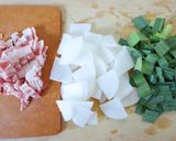 大好きな【葉にんにくと豚の白だしスープ】作り方1写真