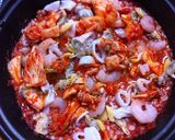 押し麦の韓国風シーフードパエリア作り方5写真