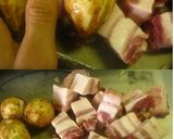 ●豚ばら肉と里芋のみそ野菜ジュース煮●作り方1写真