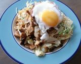 ハムエッグのっけの、ボリューム焼きそば作り方5写真