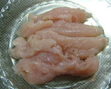 ♪鶏ささ身と三つ葉のわさびじょうゆあえ♪作り方1写真