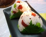 カリカリ梅と枝豆の大葉巻きおにぎり作り方4写真