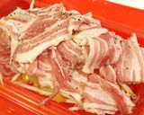 ルクエ♪豚バラの長ネギともやし蒸し作り方2写真