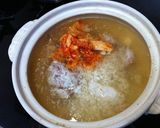 湯豆腐のだし汁でキムチのチーズリゾット作り方1写真