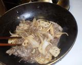 れんこんと牛肉のピリ辛黒酢炒め作り方6写真