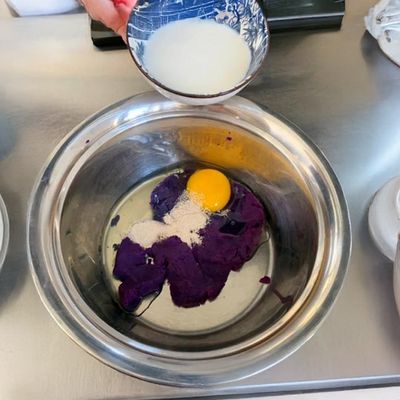 紫芋カステラ|紫芋粉末を使った工程写真:工程5