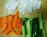 ヘルシー！三色野菜の甘酢漬け作り方1写真