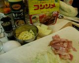 カルボナーラ　風　スープ作り方1写真
