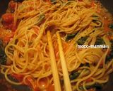 海老とほうれん草のトマトクリームパスタ作り方7写真
