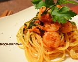 海老とほうれん草のトマトクリームパスタ作り方8写真