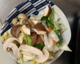 お一人様簡単洋風トンテキ味豆腐野菜炒め作り方10写真