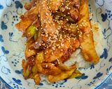 鶏むねコチュジャン甘辛丼作り方4写真