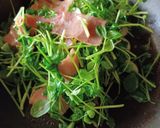 豆苗とベーコン玉子のガリバタ炒め作り方3写真