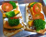 南瓜とトマトとブロッコリーの味噌トースト作り方6写真