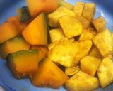 レンジで～南瓜と薩摩芋の煮物、小豆ON♪作り方8写真