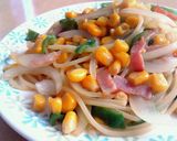 オニオンとコーンの和風パスタ作り方6写真