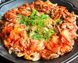 【居酒屋風♪とろ～り旨辛】豚こまキムチーズ焼き作り方7写真