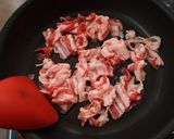 大根の葉と豚バラ肉の味噌炒め作り方3写真