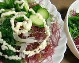 海藻サラダに、ほうれん草ときゅうりを作り方3写真