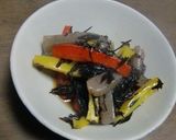 パプリカとこんにゃくを入れたひじきの煮物作り方4写真