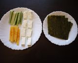 柿とクリームチーズ、きゅうりの磯部巻き♪作り方1写真