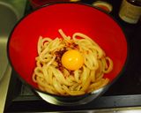 冷凍うどんで簡単☆食べるラー油釜玉うどん作り方4写真