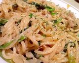 鶏肉とほうれん草のクリームシチューパスタ作り方8写真