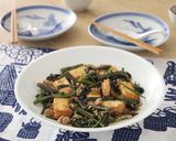 空芯菜と厚揚げの甘辛ひき肉あん作り方4写真
