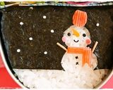 ＊キャラ弁＊　クリスマスに★雪だるま作り方4写真