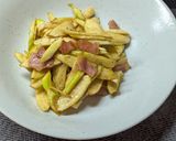 まこもだけとベーコンのオイスターいしる炒め作り方5写真