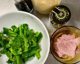 なばなとハムのマスタードマヨ和え作り方1写真