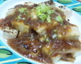 簡単豆腐ステーキ新たまねぎ和風梅だれ添え作り方7写真