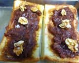 胡桃を乗せた粒あんトースト 黒蜜生姜風味作り方3写真