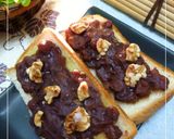 胡桃を乗せた粒あんトースト 黒蜜生姜風味作り方5写真