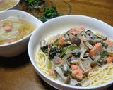 コーンポタージュでクリームパスタ作り方6写真