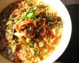 春菊とキムチの胡麻風味～味噌ラーメン作り方4写真